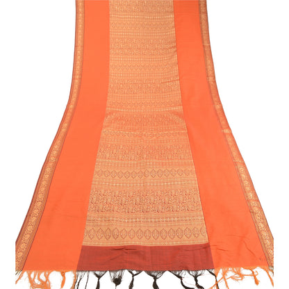 Sanskriti Vintage Dupatta Long Stole Cotton Orange Hijab Woven Scarves