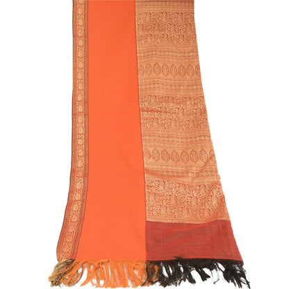 Sanskriti Vintage Dupatta Long Stole Cotton Orange Hijab Woven Scarves
