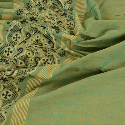 Санскрити Винтаж Дупатта Длинный Палантин Чистый Хлопок Зеленый Хиджаб Тканые Шарфы