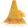 Sanskriti Vintage Dupatta Long Stole Cotton Yellow Hand-Painted Embroidered