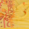 Sanskriti Vintage Dupatta Long Stole Cotton Yellow Hand-Painted Embroidered