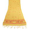 Sanskriti Vintage Dupatta Long Stole Cotton Yellow Hand-Painted Embroidered