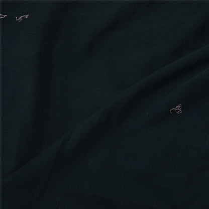 Sanskriti Vintage Dupatta Long Stole Pure Chiffon Silk Black Hand Beaded Scarves