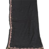 Sanskriti Vintage Dupatta Long Stole Pure Chiffon Silk Black Hand Beaded Scarves