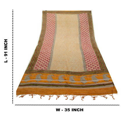 Санскрити Винтаж Длинный Дупатта Палантин Чистый Шелк Хиджаб Блок Печатный Накидка Шарфы