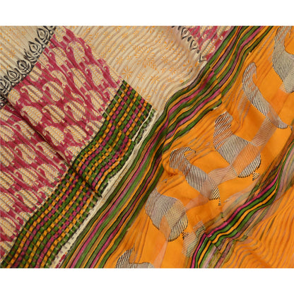 Санскрити Винтаж Длинный Дупатта Палантин Чистый Шелк Хиджаб Блок Печатный Накидка Шарфы