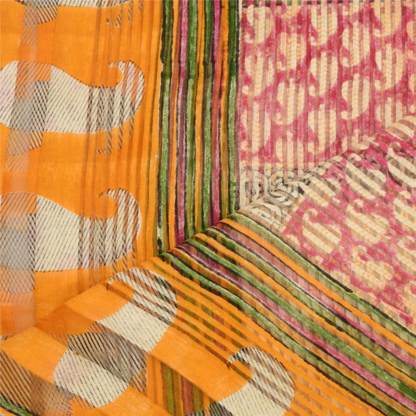 Санскрити Винтаж Длинный Дупатта Палантин Чистый Шелк Хиджаб Блок Печатный Накидка Шарфы