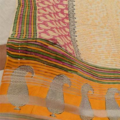 Санскрити Винтаж Длинный Дупатта Палантин Чистый Шелк Хиджаб Блок Печатный Накидка Шарфы