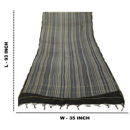 Sanskriti Vintage Grey Dupatta Long Stole Pure Silk Hijab Printed Wrap Scarves