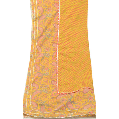 Sanskriti Vintage Yellow Dupatta Long Stole Pure Cotton Block Printed Kalamkari