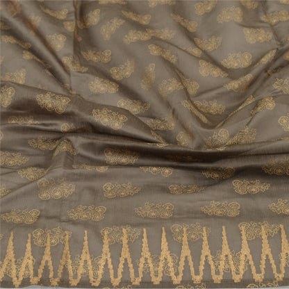 Sanskriti Vintage Grey Long Dupatta Stole Blend Cotton Hand-Painted Scarves