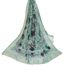 Load image into Gallery viewer, Sanskriti Vintage Sea Green Long Dupatta Stole Georgette Printed &amp; Brasso Hijab

