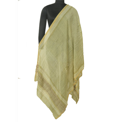 Sanskriti Vintage Grøn Lang Dupatta Stola Bomuld Silke Trykte Wrap Halstørklæder