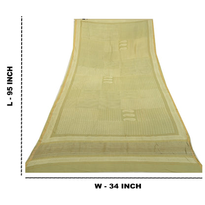 Sanskriti Vintage Grøn Lang Dupatta Stola Bomuld Silke Trykte Wrap Halstørklæder