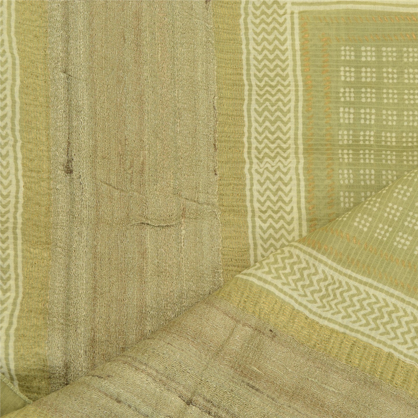 Sanskriti Vintage Grøn Lang Dupatta Stola Bomuld Silke Trykte Wrap Halstørklæder