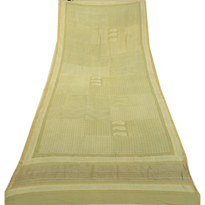 Sanskriti Vintage Grøn Lang Dupatta Stola Bomuld Silke Trykte Wrap Halstørklæder