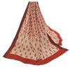 Sanskriti Vintage Long Dupatta Stole Pure Cotton Dark Red Hijab Printed Scarves