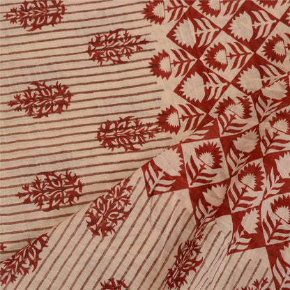 Sanskriti Vintage Long Dupatta Stole Pure Cotton Dark Red Hijab Printed Scarves