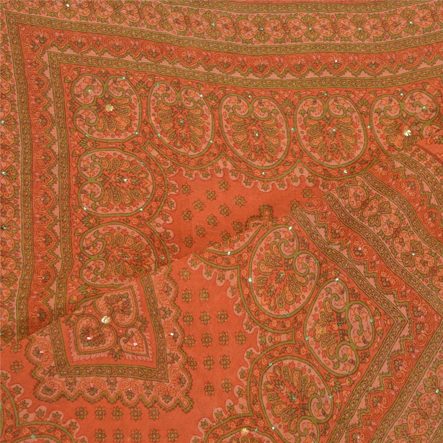 Sanskriti Vintage Long Dupatta/Stole Pure Georgette Silk Handmade Mukeish Work