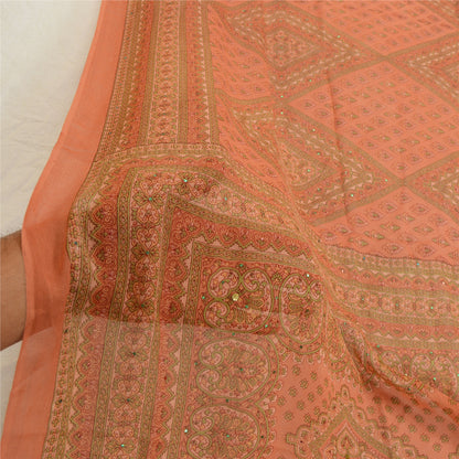 Sanskriti Vintage Long Dupatta/Stole Pure Georgette Silk Handmade Mukeish Work