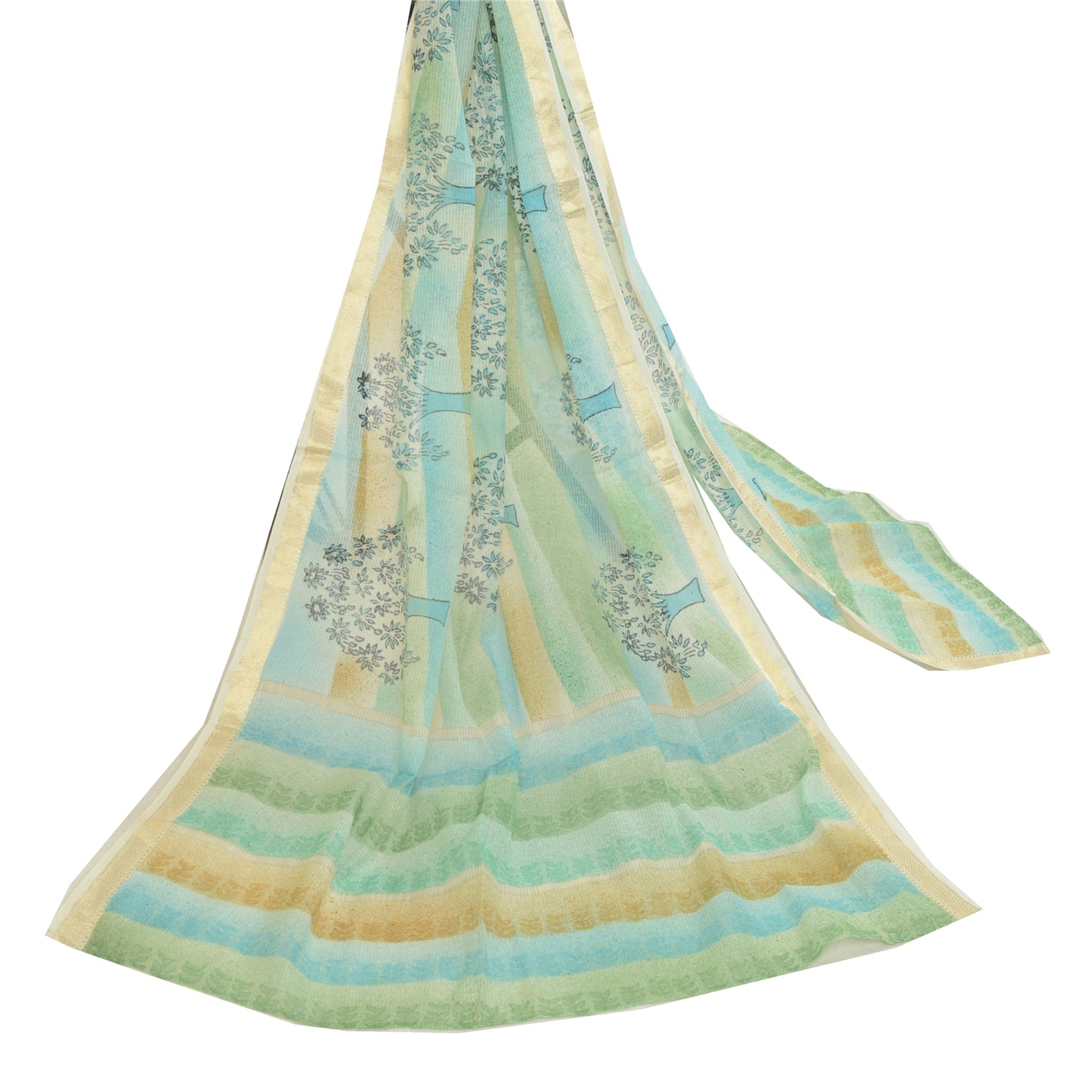 Санскрити Винтаж Длинный Дупатта Палантин Чистый Хлопок Хиджаб Блок Печатный Накидка Фата