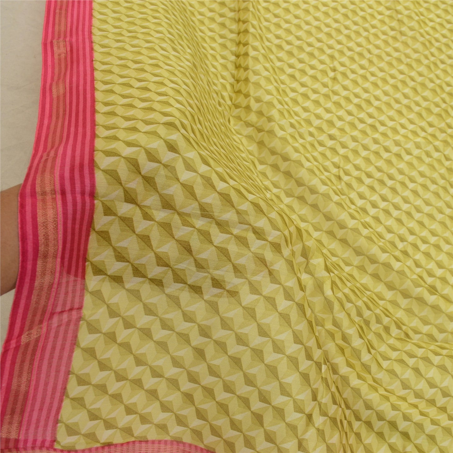 Санскрити Винтаж Зеленый Длинный Дупатта Палантин Хлопок Шелк Печатный Мягкий Шарф