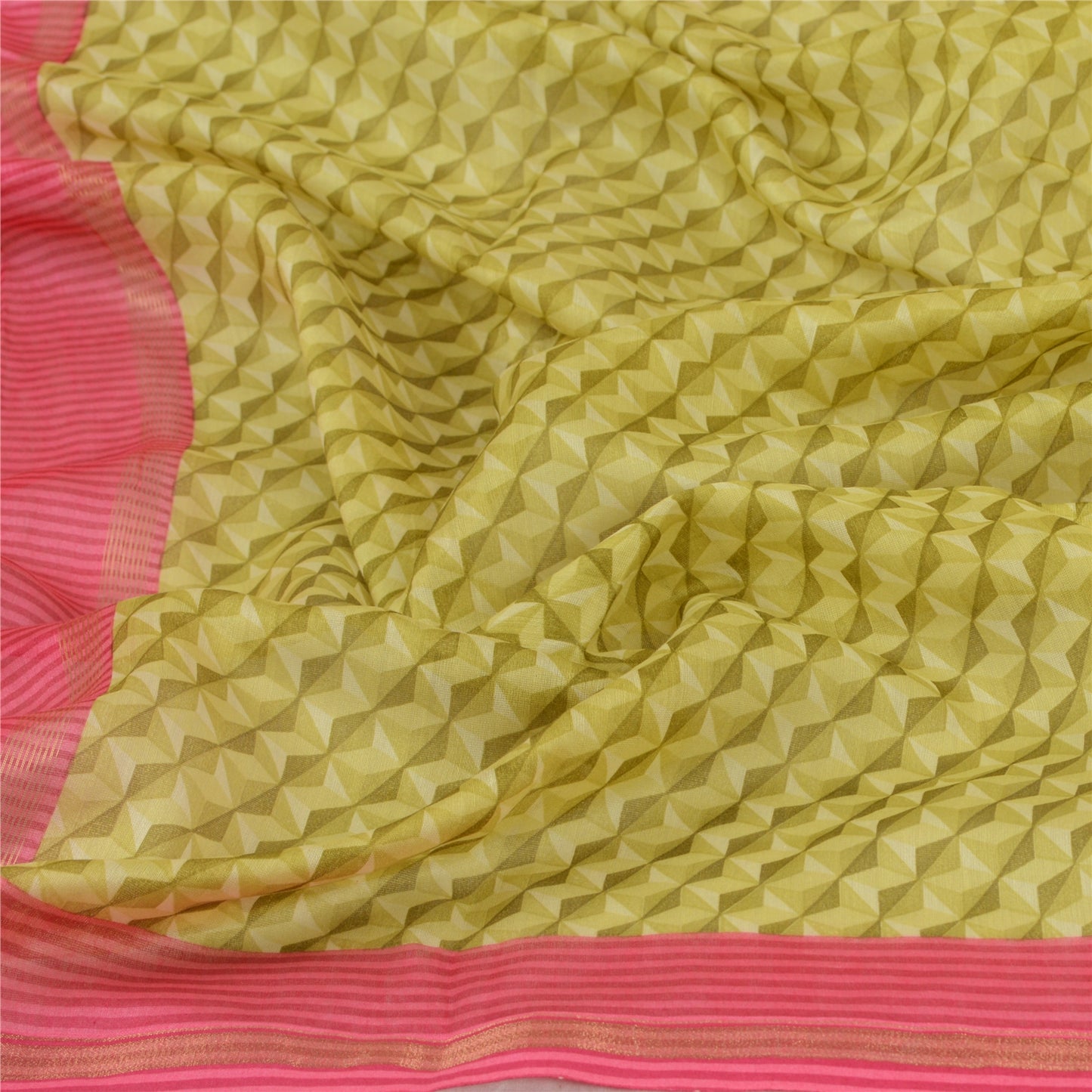 Санскрити Винтаж Зеленый Длинный Дупатта Палантин Хлопок Шелк Печатный Мягкий Шарф