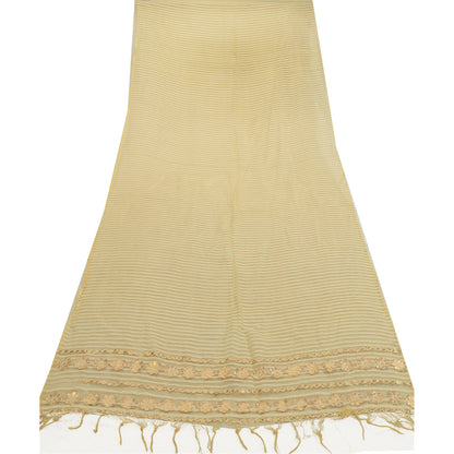 Sanskriti Vintage Cream Long Dupatta Organza Hand Embordered Gota Patti Stole