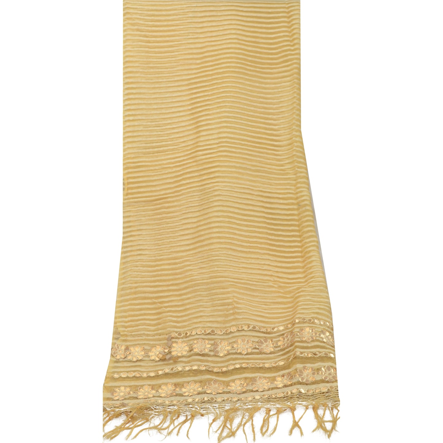 Sanskriti Vintage Cream Long Dupatta Organza Hand Embordered Gota Patti Stole