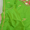 Sanskriti Vintage Green Long Dupatta Stole 100% Pure Silk Hand Beaded Scarves
