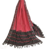 Sanskriti Vintage Black/Dark Red Long Dupatta Stole Pure Cotton Woven Ikat Hijab