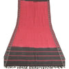 Sanskriti Vintage Black/Dark Red Long Dupatta Stole Pure Cotton Woven Ikat Hijab