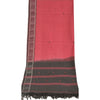 Sanskriti Vintage Black/Dark Red Long Dupatta Stole Pure Cotton Woven Ikat Hijab