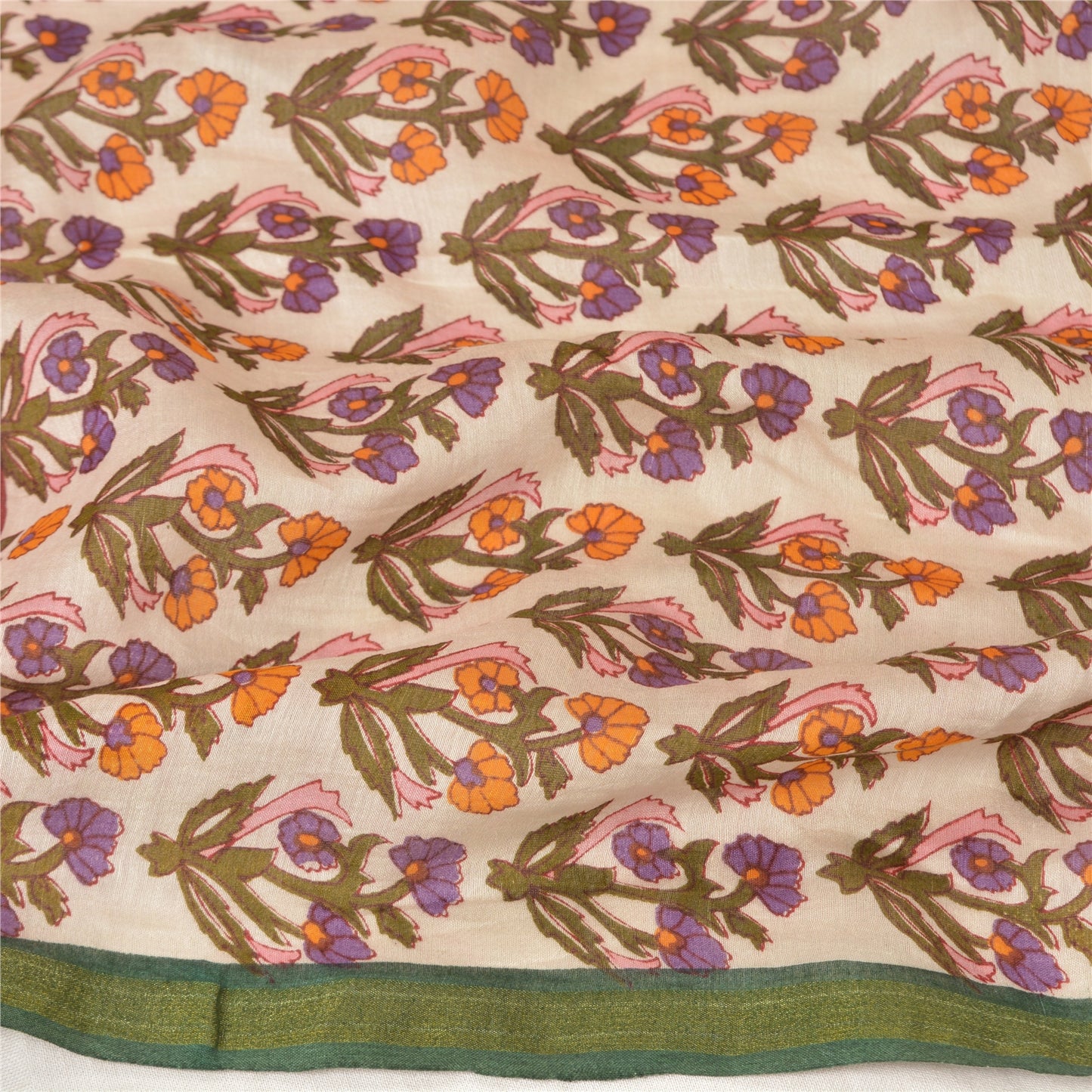 Sanskriti Vintage Long Dupatta Stole Pure Cotton White Hijab Printed Scarves