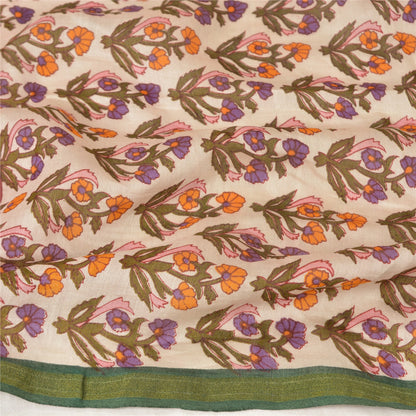 Sanskriti Vintage Long Dupatta Stole Pure Cotton White Hijab Printed Scarves