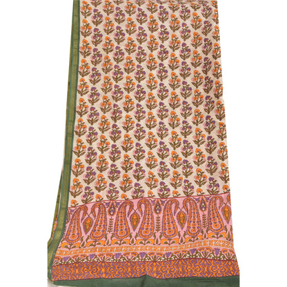 Sanskriti Vintage Long Dupatta Stole Pure Cotton White Hijab Printed Scarves