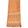 Sanskriti Vintage Dupatta Long Stole Pure Chanderi Silk Brown Batik Work Scarves