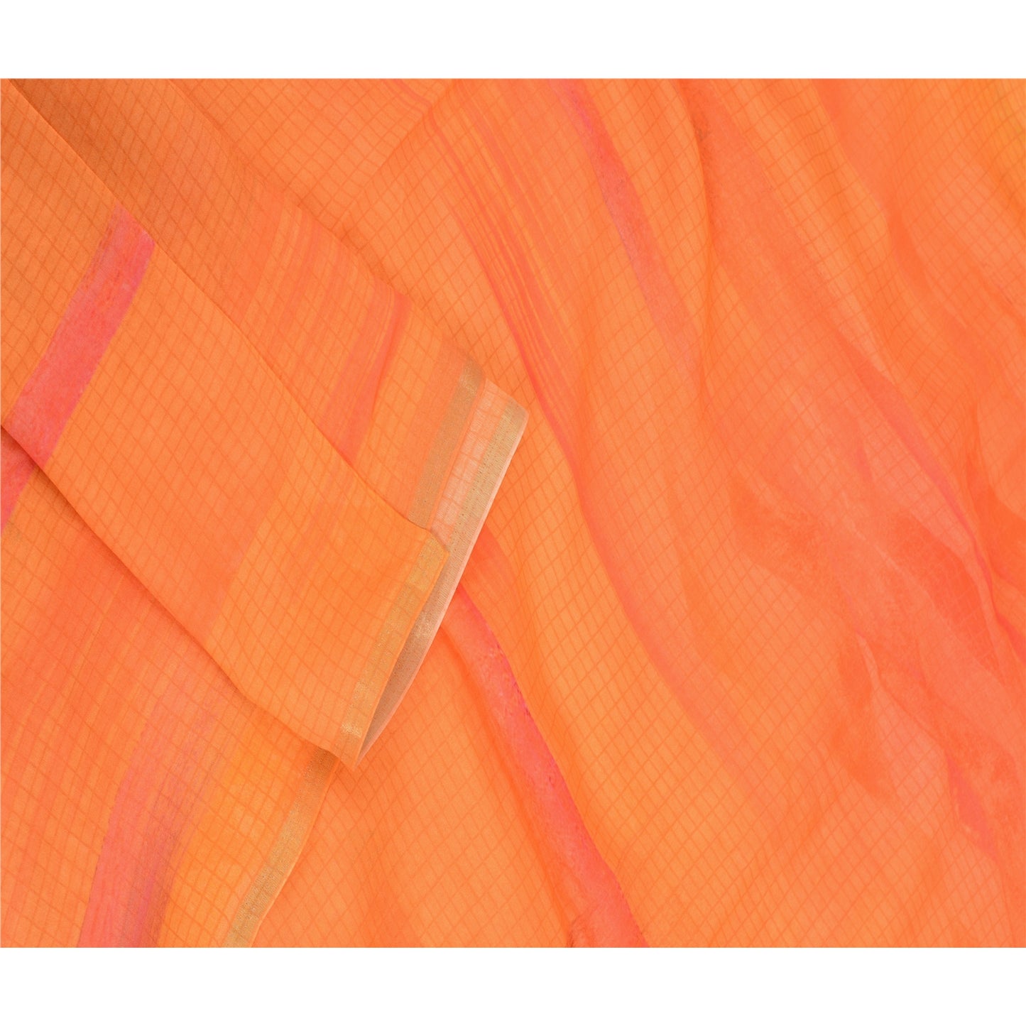 Санскрити Винтаж шафран/розовый длинный дупатта/палантин хлопковый шелковый набивной хиджаб