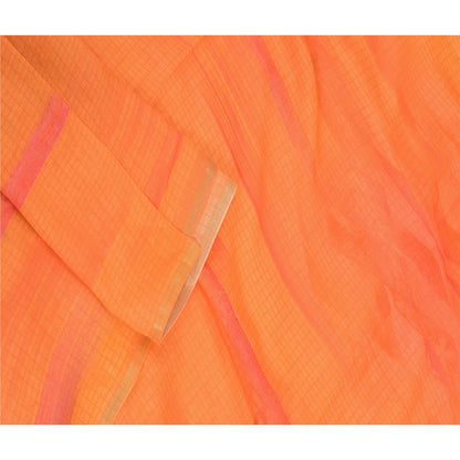 Санскрити Винтаж шафран/розовый длинный дупатта/палантин хлопковый шелковый набивной хиджаб