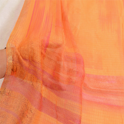 Санскрити Винтаж шафран/розовый длинный дупатта/палантин хлопковый шелковый набивной хиджаб