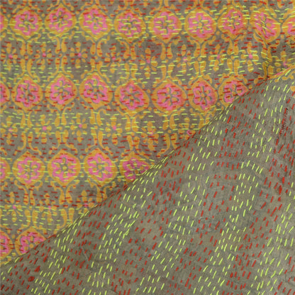 Санскрити Винтаж Дупатта Длинный Палантин Чистый Шелк Темно-Красный/Розовый Ручной Работы Кантха