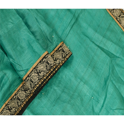 Sanskriti Vintage Sea Green Long Dupatta Stole Pure Silk Embroidered Scarves