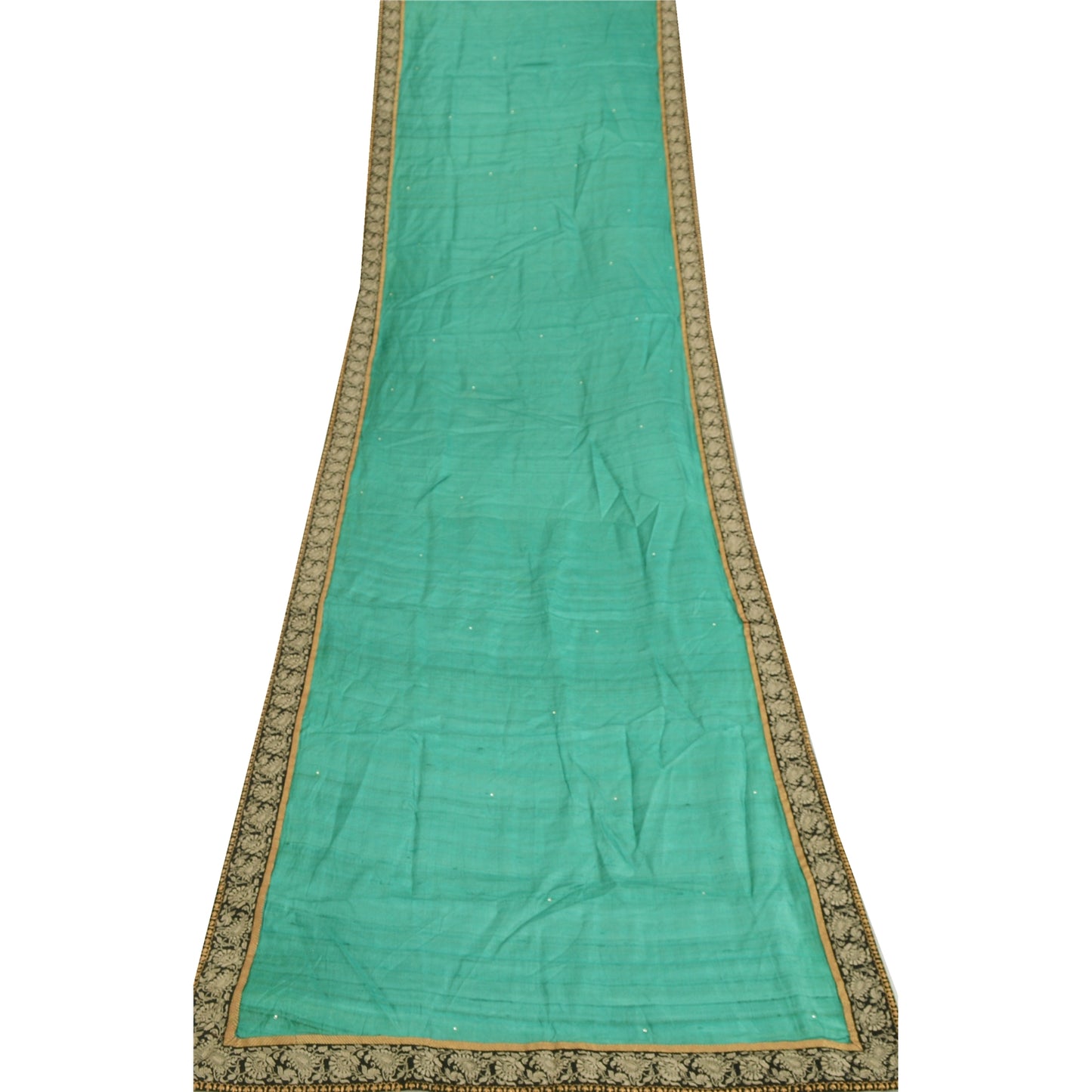 Sanskriti Vintage Sea Green Long Dupatta Stole Pure Silk Embroidered Scarves