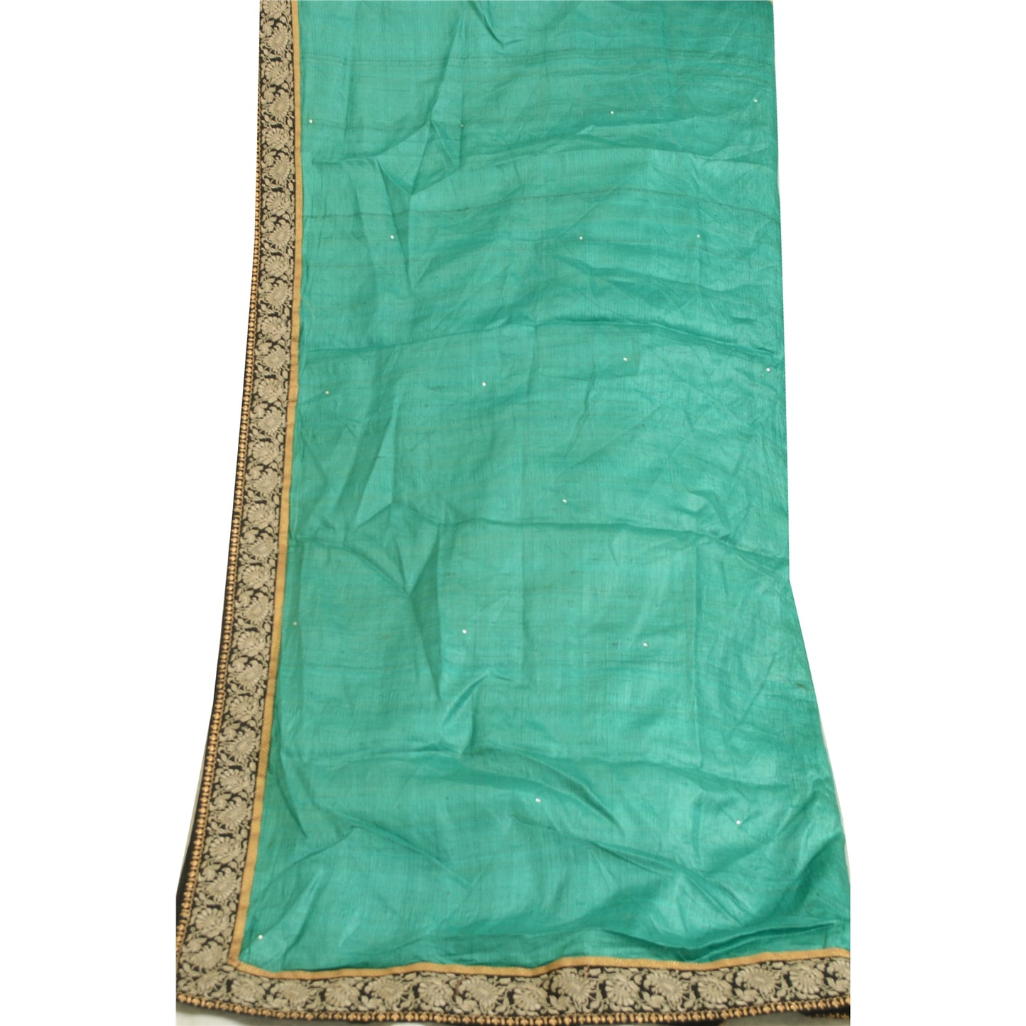 Sanskriti Vintage Sea Green Long Dupatta Stole Pure Silk Embroidered Scarves