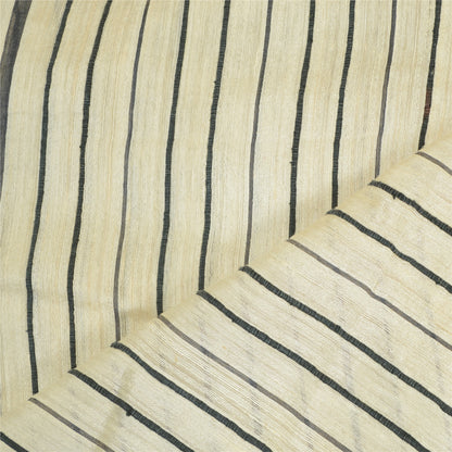 Sanskriti Vintage Elfenben Lange Dupatta/Stole Ren Håndvævet Silke Trykte Tørklæder