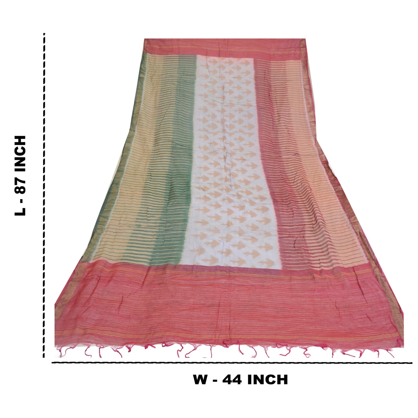 Sanskriti Vintage Multicolour Long Dupatta/Stole Pure Chanderi Silk Woven Veil