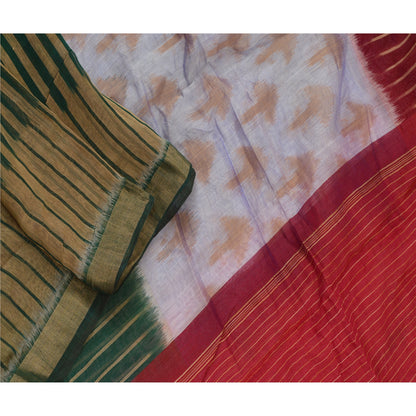 Sanskriti Vintage Multicolour Long Dupatta/Stole Pure Chanderi Silk Woven Veil