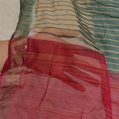 Sanskriti Vintage Multicolour Long Dupatta/Stole Pure Chanderi Silk Woven Veil