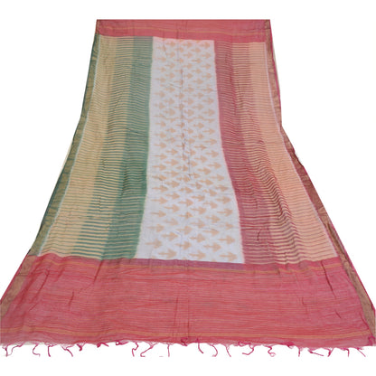 Sanskriti Vintage Multicolour Long Dupatta/Stole Pure Chanderi Silk Woven Veil