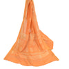 Sanskriti Vintage Dupatta Long Stole Pure Silk Orange Hijab Batik Work Scarves